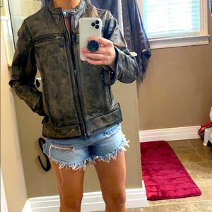 Hot Leathers, marbled brown, leather moto jacket